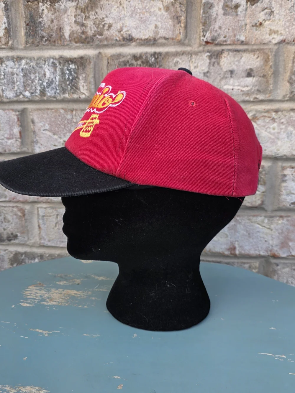 Vintage Baguio City Philippines Souvenir Strapback Hat Red Black Embroidered Y2K